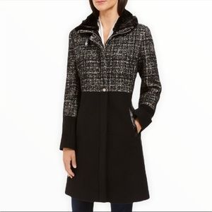 BNWT Via Spiga Tweed/Faux Fur Coat- Size Medium